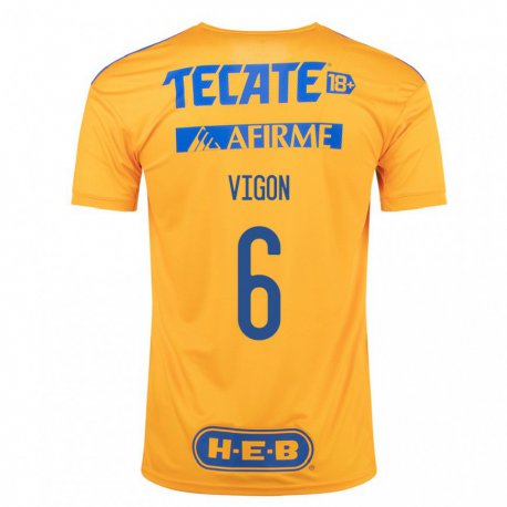 Kandiny Homme Maillot Juan Pablo Vigon #6 Bourdon Jaune Tenues Domicile 2022/23 T-shirt