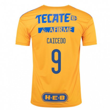 Kandiny Homme Maillot Jordy Caicedo #9 Bourdon Jaune Tenues Domicile 2022/23 T-shirt
