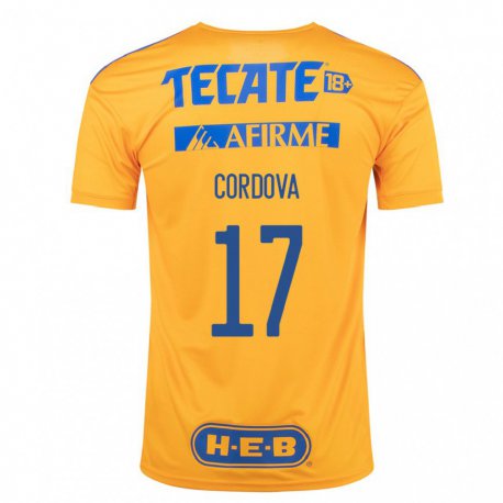 Kandiny Homme Maillot Sebastian Cordova #17 Bourdon Jaune Tenues Domicile 2022/23 T-shirt