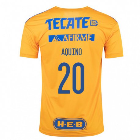 Kandiny Homme Maillot Javier Aquino #20 Bourdon Jaune Tenues Domicile 2022/23 T-shirt