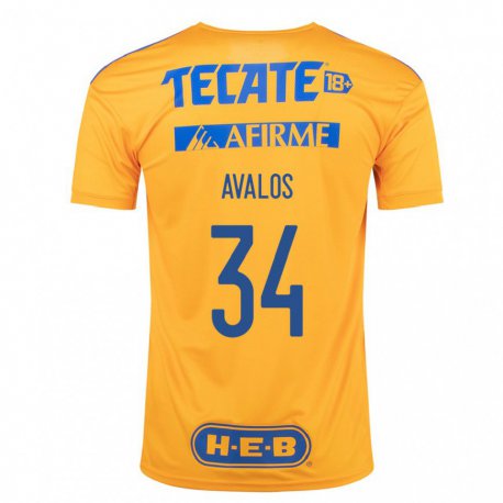Kandiny Homme Maillot Erick Avalos #34 Bourdon Jaune Tenues Domicile 2022/23 T-shirt
