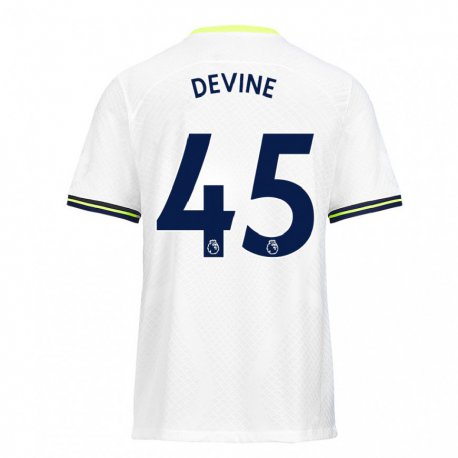 Kandiny Homme Maillot Alfie Devine #45 Blanc Vert Tenues Domicile 2022/23 T-Shirt