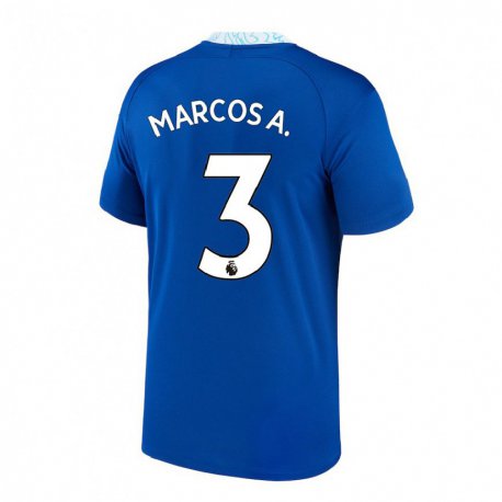 Kandiny Homme Maillot Marcos Alonso #3 Bleu Foncé Tenues Domicile 2022/23 T-shirt