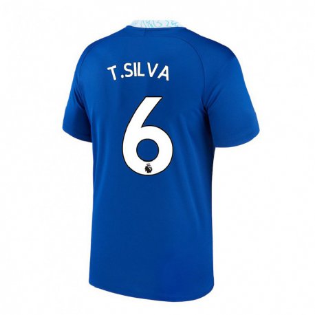 Kandiny Homme Maillot Thiago Silva #6 Bleu Foncé Tenues Domicile 2022/23 T-shirt