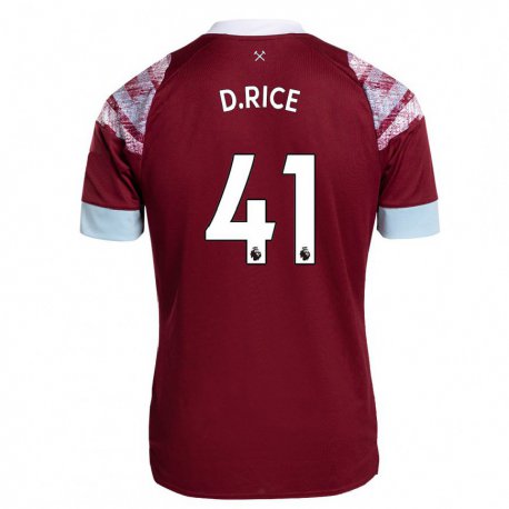 Kandiny Homme Maillot Declan Rice #41 Bordeaux Tenues Domicile 2022/23 T-Shirt