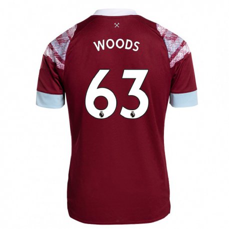 Kandiny Homme Maillot Archie Woods #63 Bordeaux Tenues Domicile 2022/23 T-Shirt