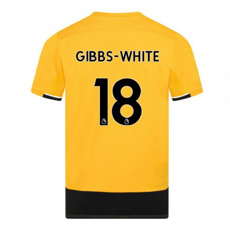 Kandiny Homme Maillot Morgan Gibbs-white #18 Jaune Noir Tenues Domicile 2022/23 T-shirt