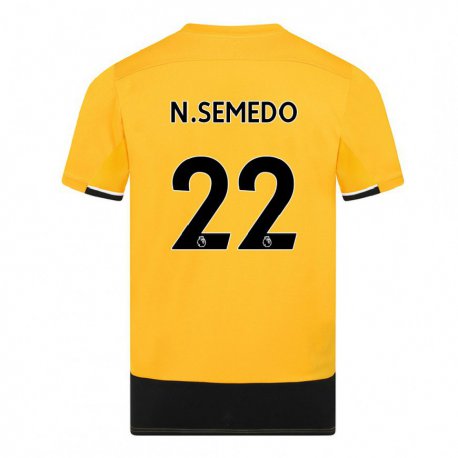 Kandiny Homme Maillot Nelson Semedo #22 Jaune Noir Tenues Domicile 2022/23 T-Shirt