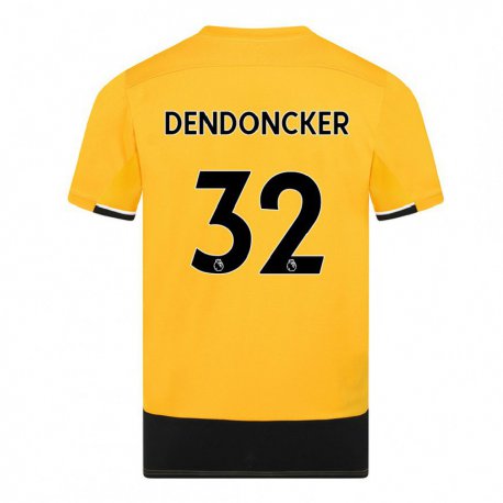 Kandiny Homme Maillot Leander Dendoncker #32 Jaune Noir Tenues Domicile 2022/23 T-Shirt