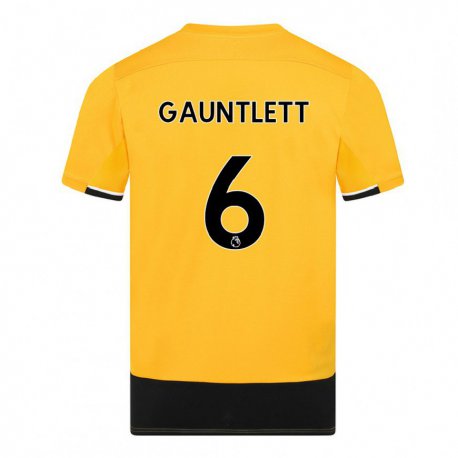 Kandiny Homme Maillot Maz Gauntlett #6 Jaune Noir Tenues Domicile 2022/23 T-shirt