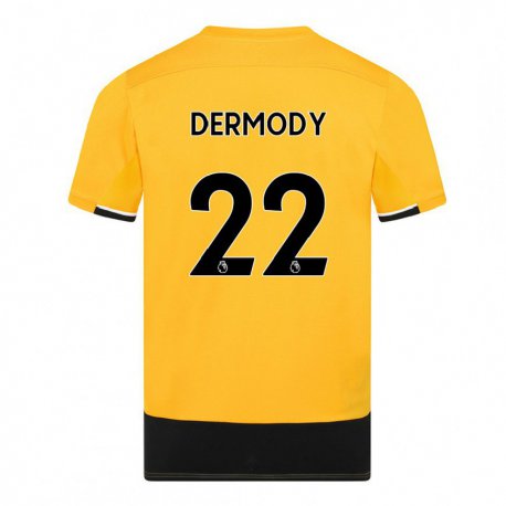 Kandiny Homme Maillot Helen Dermody #22 Jaune Noir Tenues Domicile 2022/23 T-Shirt