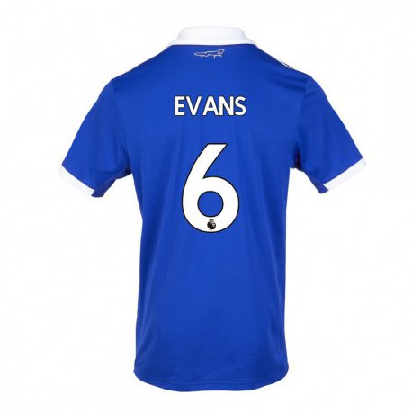 Kandiny Homme Maillot Jonny Evans #6 Bleu Blanc Tenues Domicile 2022/23 T-shirt