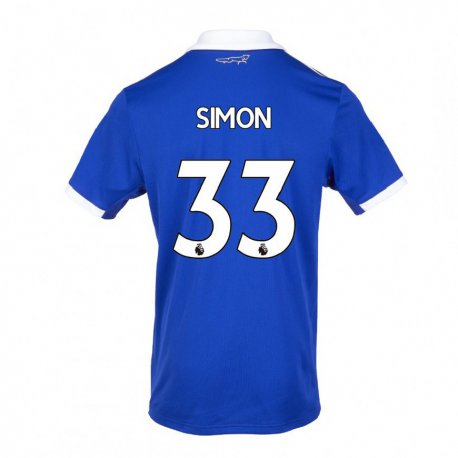 Kandiny Homme Maillot Erin Simon #33 Bleu Blanc Tenues Domicile 2022/23 T-shirt