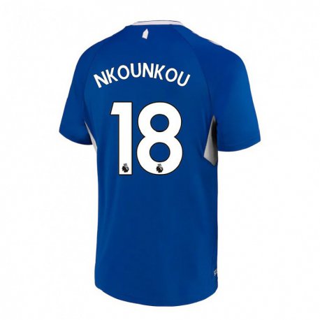 Kandiny Homme Maillot Niels Nkounkou #18 Bleu Foncé Blanc Tenues Domicile 2022/23 T-shirt
