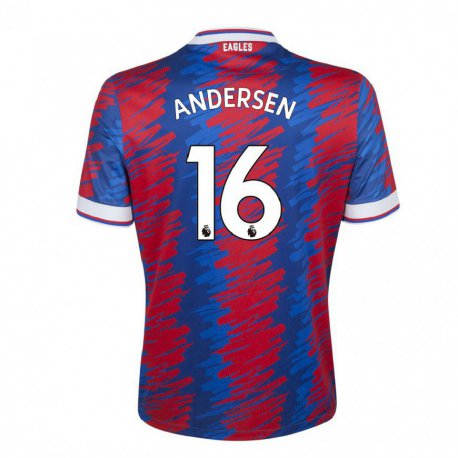 Kandiny Homme Maillot Joachim Andersen #16 Rouge Bleu Tenues Domicile 2022/23 T-shirt