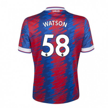 Kandiny Homme Maillot Noah Watson #58 Rouge Bleu Tenues Domicile 2022/23 T-Shirt