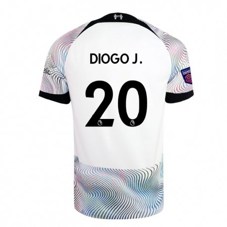Kandiny Homme Maillot Diogo Jota #20 Blanc Coloré Tenues Extérieur 2022/23 T-Shirt