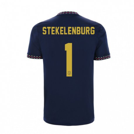 Kandiny Homme Maillot Maarten Stekelenburg #1 Bleu Foncé Tenues Extérieur 2022/23 T-shirt