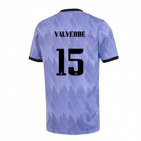 Kandiny Homme Maillot Federico Valverde #15 Violet Noir Tenues Extérieur 2022/23 T-Shirt