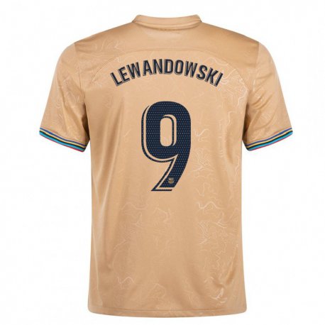 Kandiny Homme Maillot Robert Lewandowski #9 Or Tenues Extérieur 2022/23 T-shirt