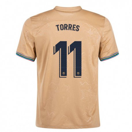 Kandiny Homme Maillot Ferran Torres #11 Or Tenues Extérieur 2022/23 T-Shirt