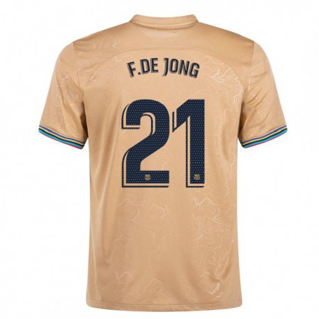Kandiny Homme Maillot Frenkie de Jong #21 Or Tenues Extérieur 2022/23 T-Shirt