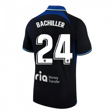 Kandiny Homme Maillot Iker Bachiller #24 Noir Blanc Bleu Tenues Extérieur 2022/23 T-Shirt