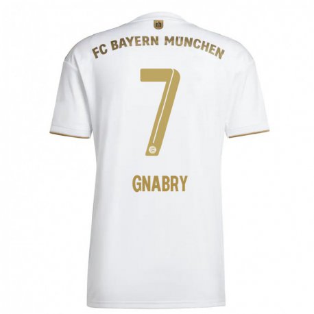 Kandiny Homme Maillot Serge Gnabry #7 Blanc Or Tenues Extérieur 2022/23 T-Shirt