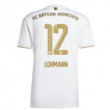 Kandiny Homme Maillot Sydney Lohmann #12 Blanc Or Tenues Extérieur 2022/23 T-Shirt