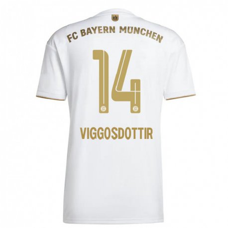Kandiny Homme Maillot Glodis Perla Viggosdottir #14 Blanc Or Tenues Extérieur 2022/23 T-Shirt
