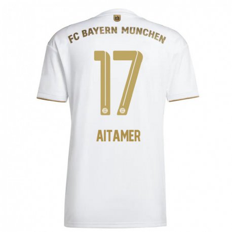 Kandiny Homme Maillot Younes Aitamer #17 Blanc Or Tenues Extérieur 2022/23 T-Shirt