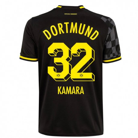Kandiny Homme Maillot Abdoulaye Kamara #32 Noir Tenues Extérieur 2022/23 T-Shirt