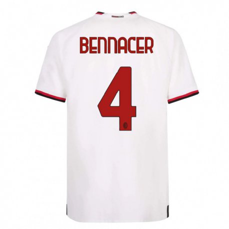 Kandiny Homme Maillot Ismael Bennacer #4 Blanc Rouge Tenues Extérieur 2022/23 T-Shirt