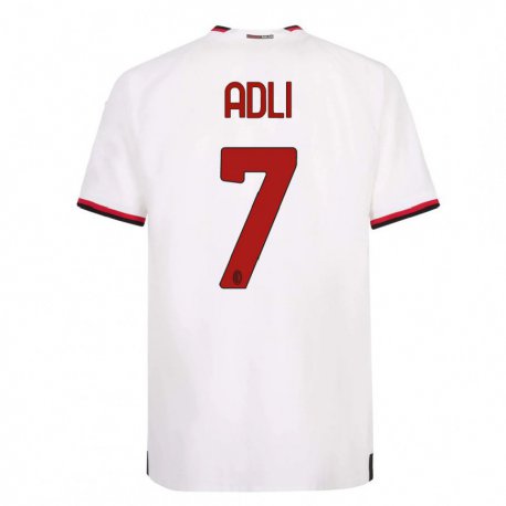 Kandiny Homme Maillot Yacine Adli #7 Blanc Rouge Tenues Extérieur 2022/23 T-Shirt