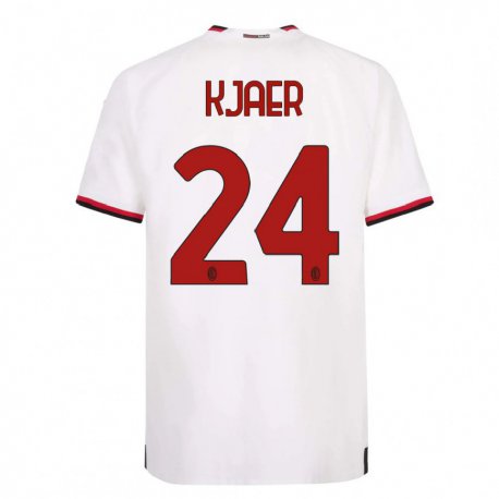 Kandiny Homme Maillot Simon Kaer #24 Blanc Rouge Tenues Extérieur 2022/23 T-shirt