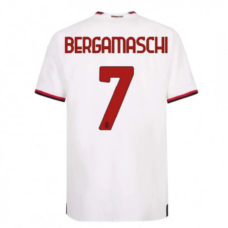 Kandiny Homme Maillot Valentina Bergamaschi #7 Blanc Rouge Tenues Extérieur 2022/23 T-Shirt
