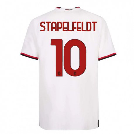 Kandiny Homme Maillot Nina Stapelfeldt #10 Blanc Rouge Tenues Extérieur 2022/23 T-Shirt