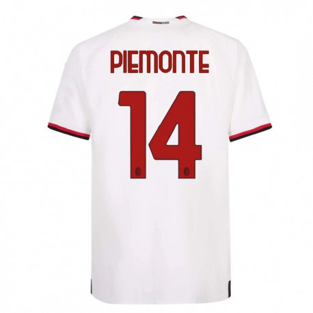 Kandiny Homme Maillot Martina Piemonte #14 Blanc Rouge Tenues Extérieur 2022/23 T-Shirt