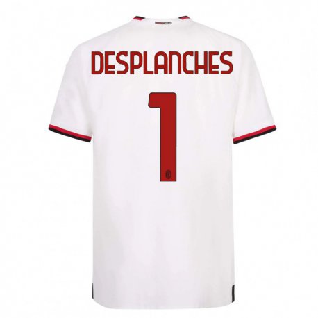 Kandiny Homme Maillot Sebastiano Desplanches #1 Blanc Rouge Tenues Extérieur 2022/23 T-Shirt