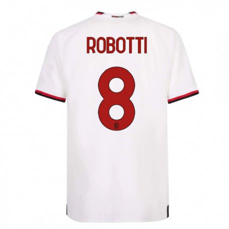 Kandiny Homme Maillot Giovanni Robotti #8 Blanc Rouge Tenues Extérieur 2022/23 T-Shirt