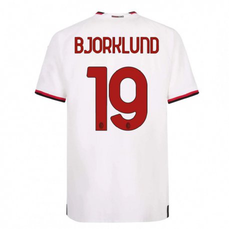 Kandiny Homme Maillot Lukas Bjorklund #19 Blanc Rouge Tenues Extérieur 2022/23 T-Shirt