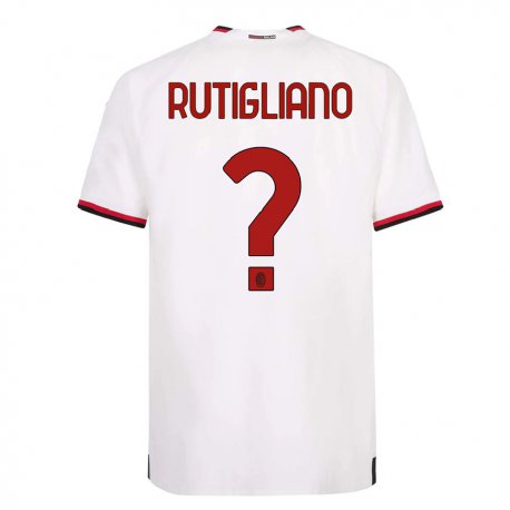 Kandiny Homme Maillot Samuele Rutigliano #0 Blanc Rouge Tenues Extérieur 2022/23 T-Shirt