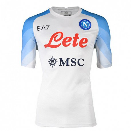 Kandiny Homme Maillot Luca Palmiero #82 Blanc Bleu Ciel Tenues Extérieur 2022/23 T-Shirt