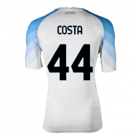 Kandiny Homme Maillot Filippo Costa #44 Blanc Bleu Ciel Tenues Extérieur 2022/23 T-Shirt