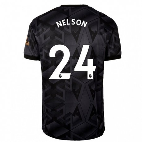 Kandiny Homme Maillot Reiss Nelson #24 Gris Noir Tenues Extérieur 2022/23 T-Shirt