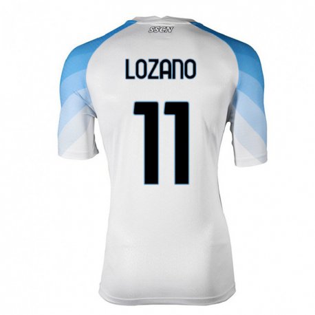 Kandiny Homme Maillot Hirving Lozano #11 Blanc Bleu Ciel Tenues Extérieur 2022/23 T-Shirt