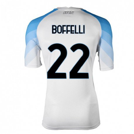Kandiny Homme Maillot Valerio Boffelli #22 Blanc Bleu Ciel Tenues Extérieur 2022/23 T-Shirt