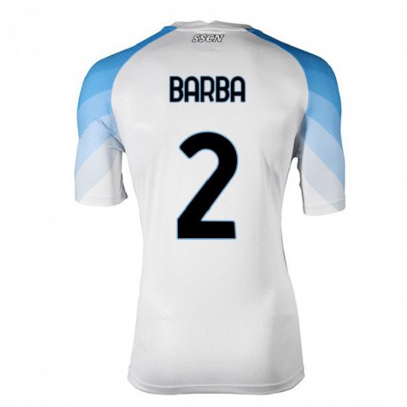 Kandiny Homme Maillot Benedetto Barba #2 Blanc Bleu Ciel Tenues Extérieur 2022/23 T-shirt