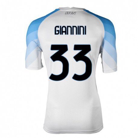 Kandiny Homme Maillot Enrico Giannini #33 Blanc Bleu Ciel Tenues Extérieur 2022/23 T-Shirt