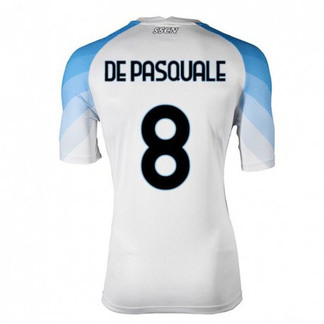 Kandiny Homme Maillot Dylan De Pasquale #8 Blanc Bleu Ciel Tenues Extérieur 2022/23 T-Shirt